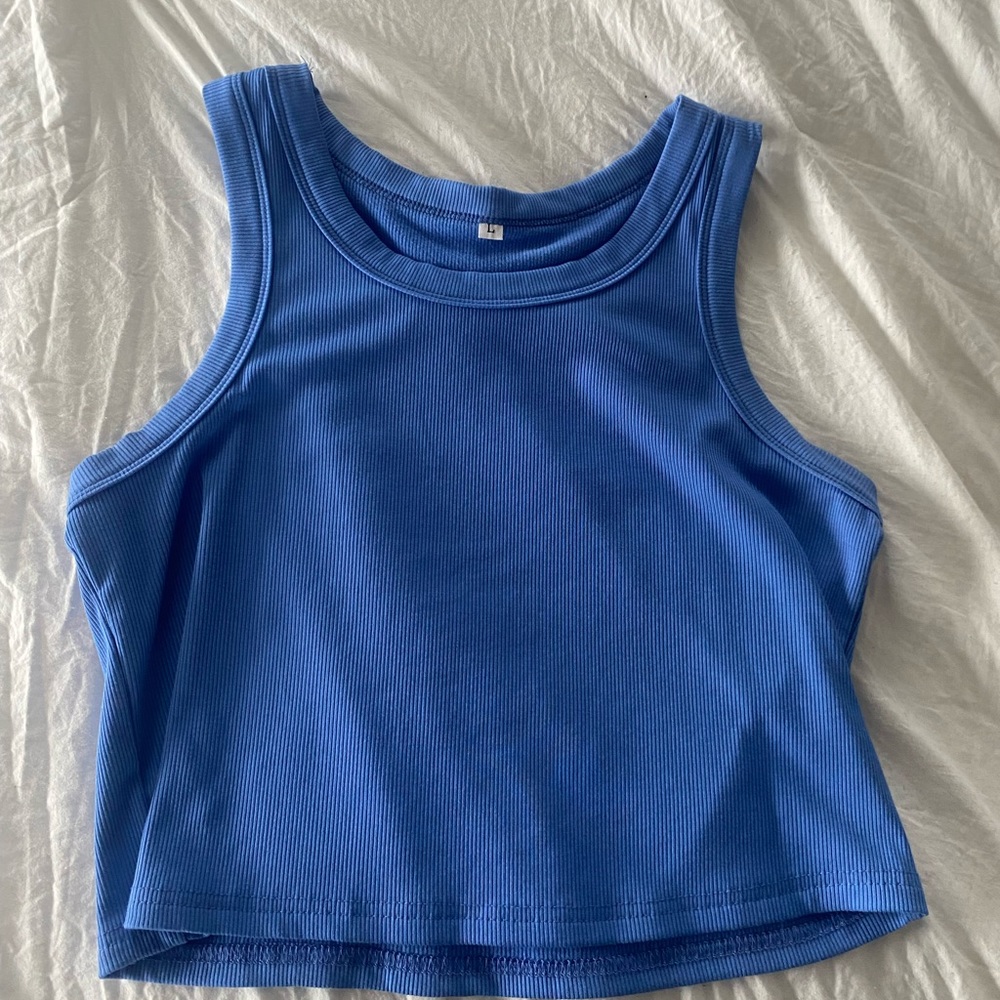 Women's Ribbed Crop Tank Top - Blue